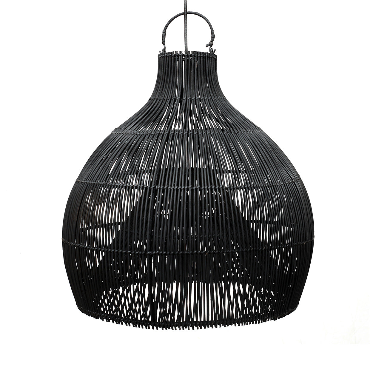 Abat-jour de suspension Lobster Trap en rotin noir 50 cm