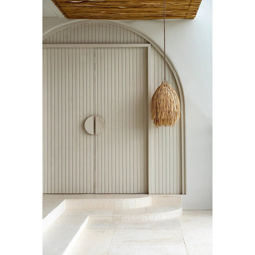 Abat-jour de suspension Shaggy en rotin naturel 45 cm en situation