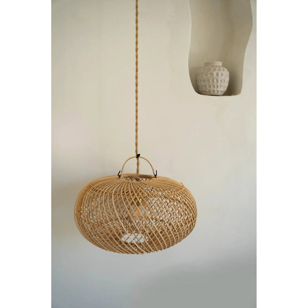 Abat-jour de suspension Wholly en rotin naturel 40 cm, vue 4