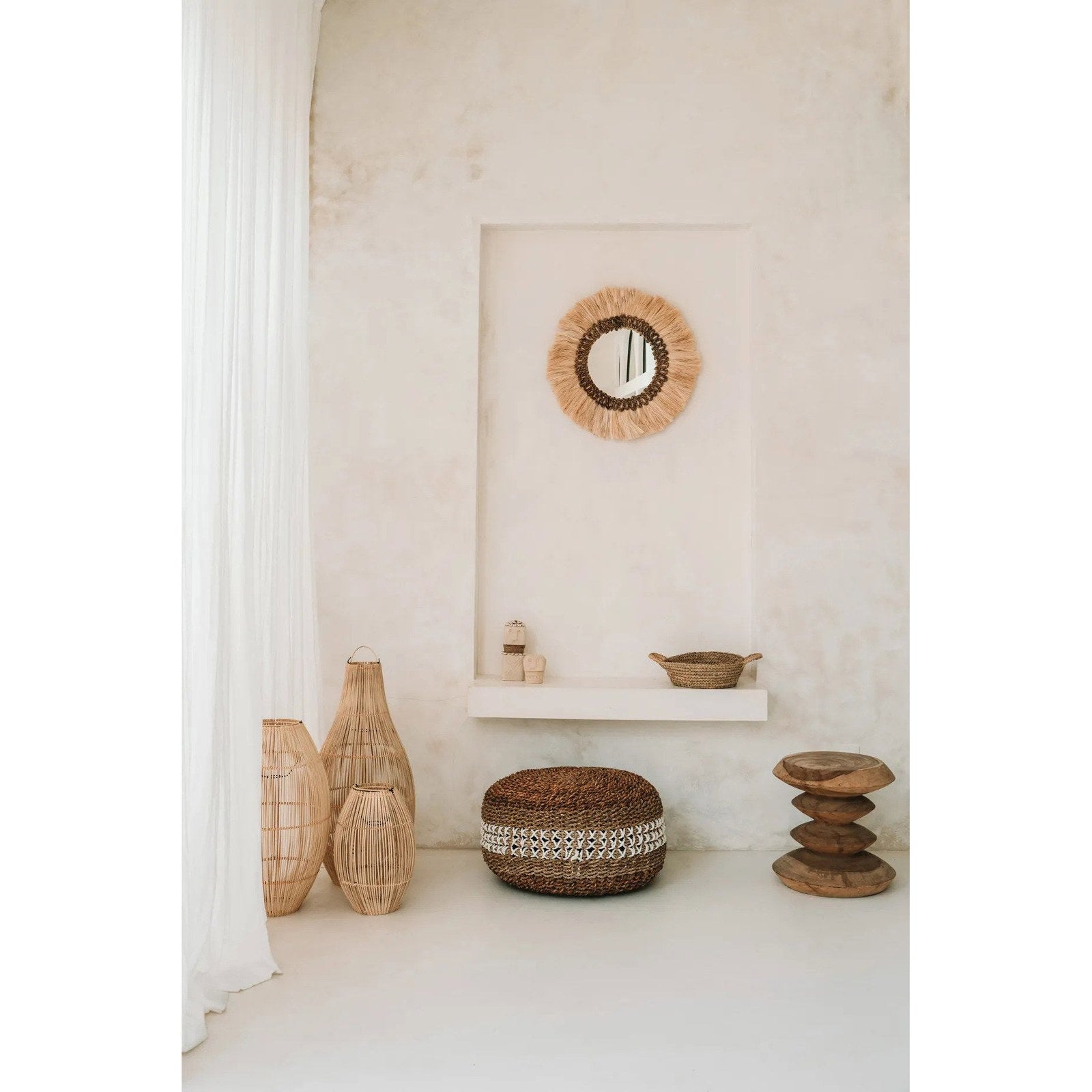 Abat-jour de suspension Zuri en rotin naturel 25 cm, vue 4