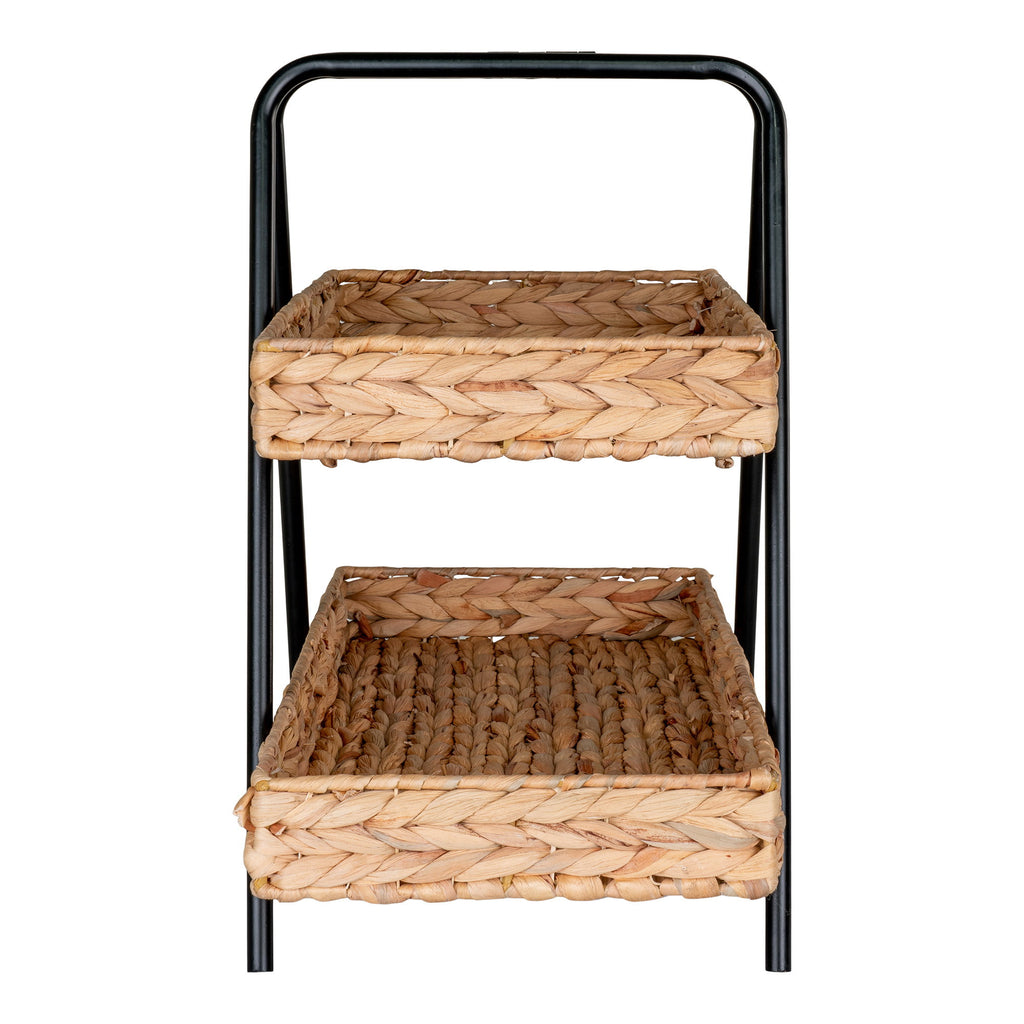 Étagère Alfaro jacinthe d'eau naturelle structure métal noir vue latérale 43 cm