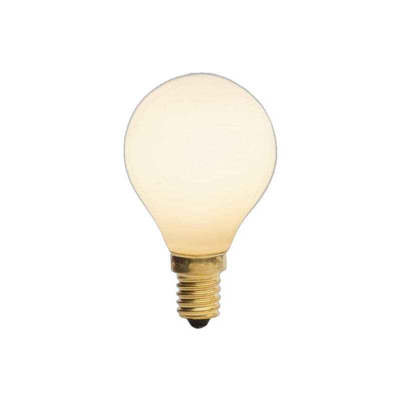 Dimensions Bombilla LED E14 esfera vidrio blanco porcelana 45 mm