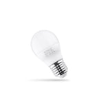 Ampoule LED E27 à enveloppe blanche vue de trois quarts avec son culot à vis