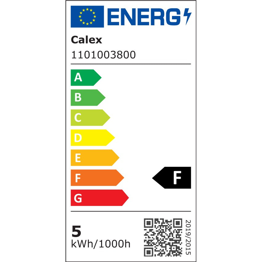 Étiquette énergie de l'ampoule LED E27 tube filament verre ambré 185 mm, classe F