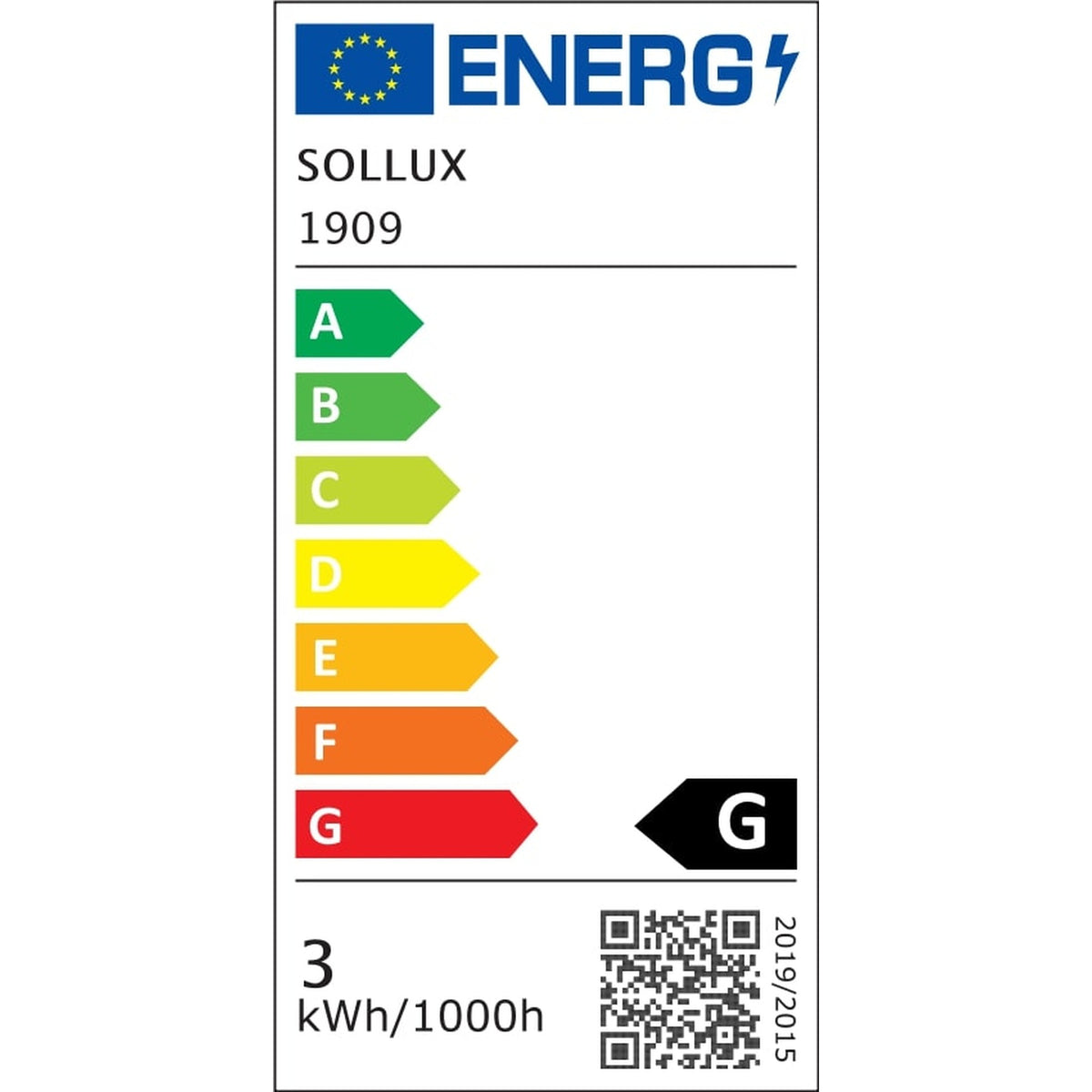 Étiquette énergie de l'ampoule LED G9 blanc chaud 3000K classe G