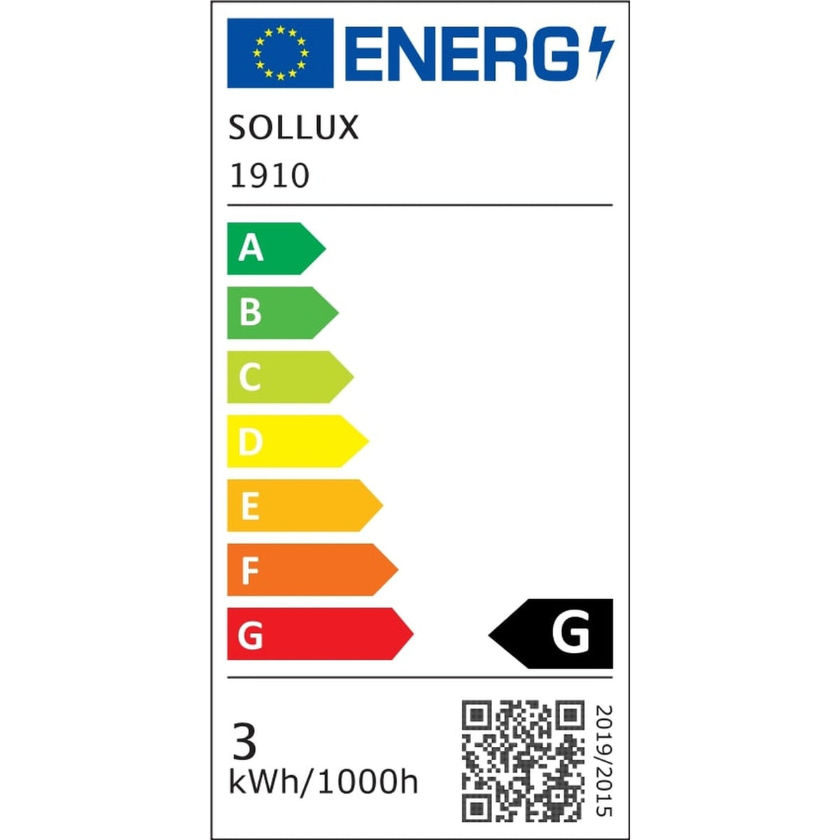 Étiquette énergie classe G de l'ampoule LED G9 blanc neutre 4000 K 3 W 204 lm