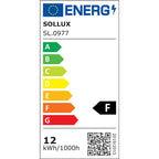 Étiquette énergie de l'ampoule LED GU10 en classe F avec 12 kWh pour 1000 heures