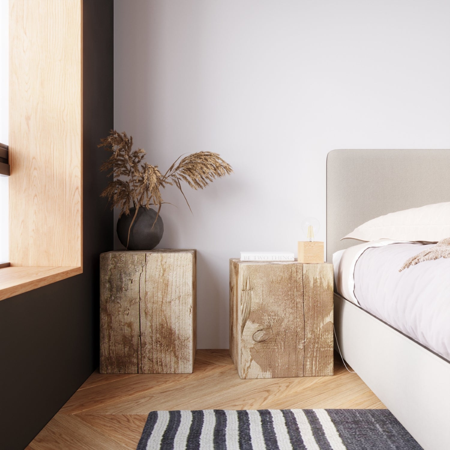 Applique Ariz en bois naturel en situation