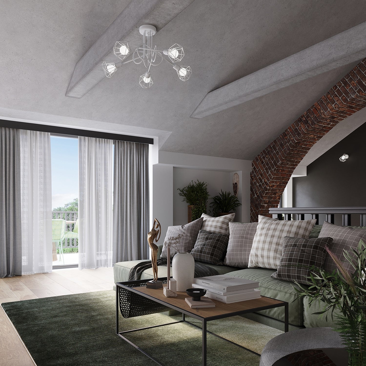 Applique Artemis blanc, ambiance industrielle