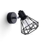 Applique Artemis acier noir, spot orientable à abat-jour cage diamant en fil métallique, ampoule E14