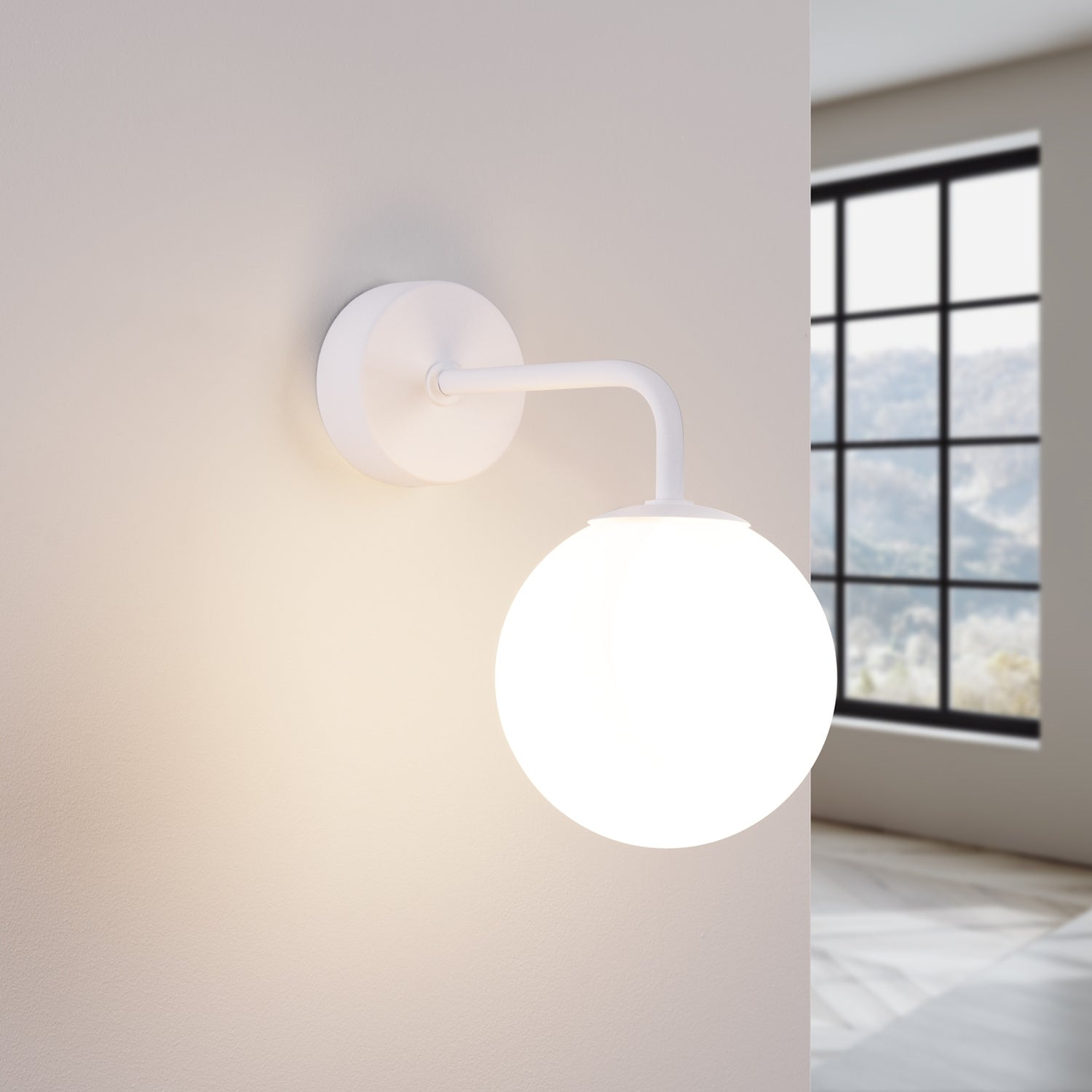 Applique Astral 1 boule opale acier blanche G9 allumé