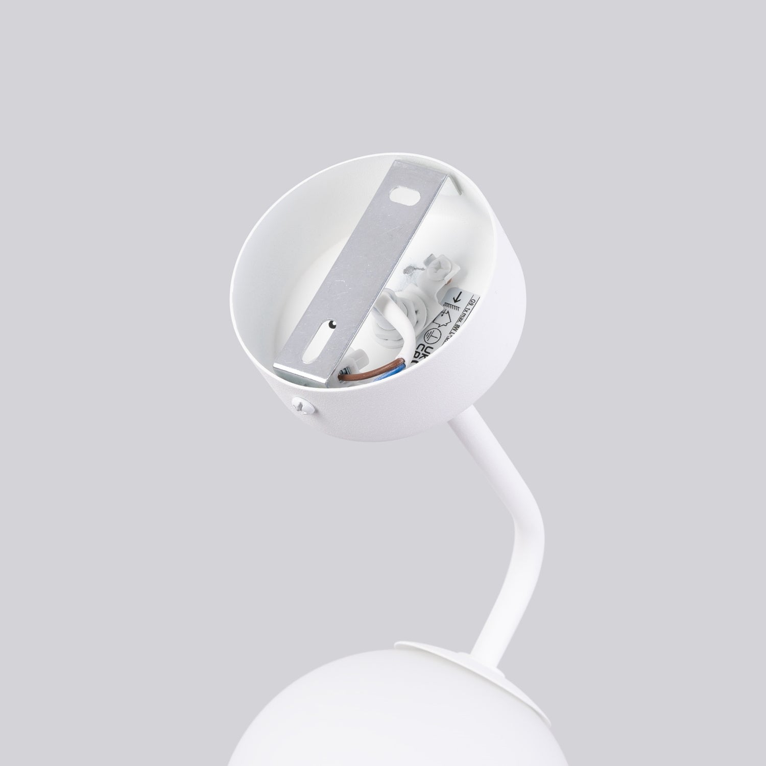 Applique Astral 1 boule opale acier blanche G9, détail de la structure