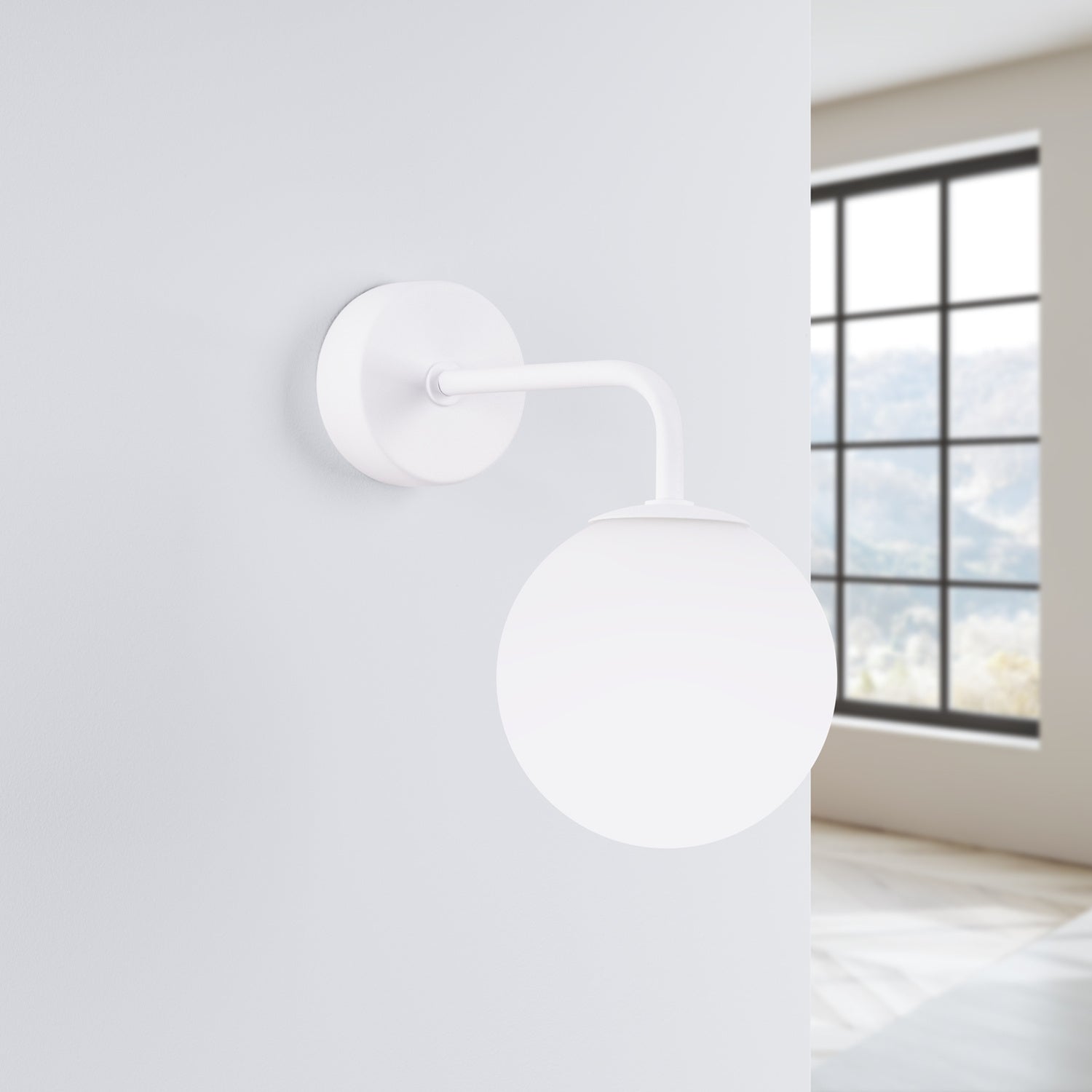 Applique Astral 1 boule opale acier blanche G9 de profil