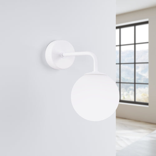 Applique Astral 1 boule opale acier blanche G9 de profil