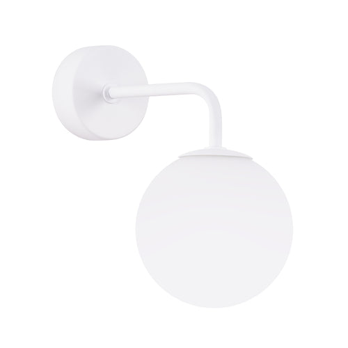 Applique Astral 1 boule opale acier blanche G9, boule de verre opale sur acier