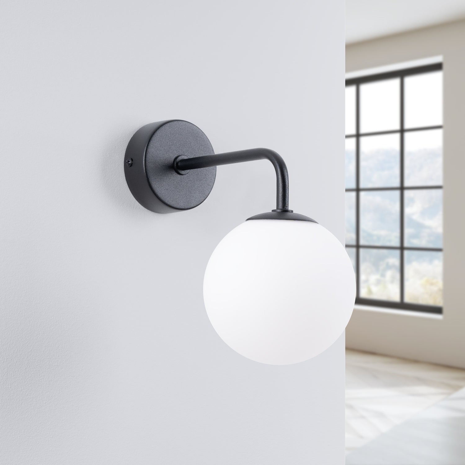 Applique Astral 1 boule opale acier noire G9 de profil