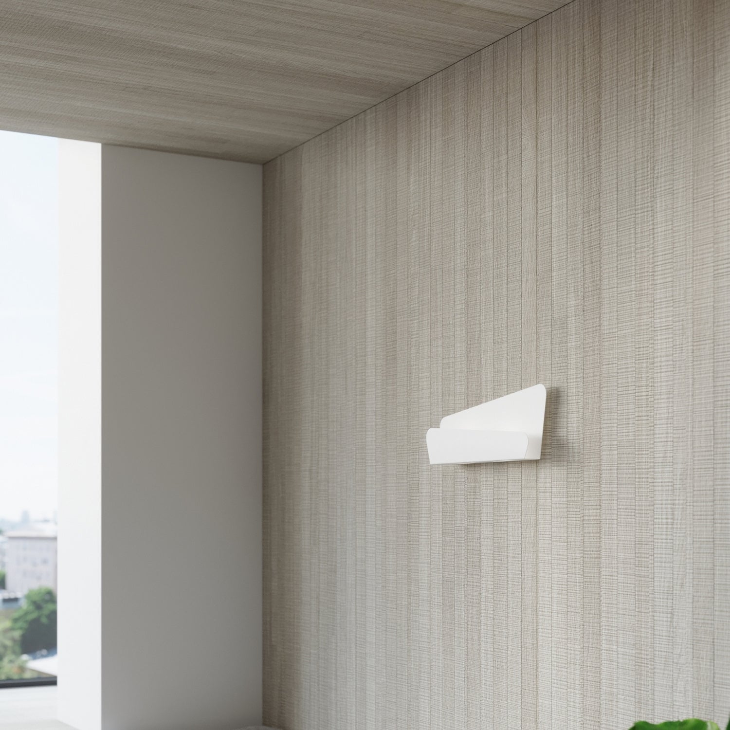 Applique Bascia acier blanc, double halo sur le mur