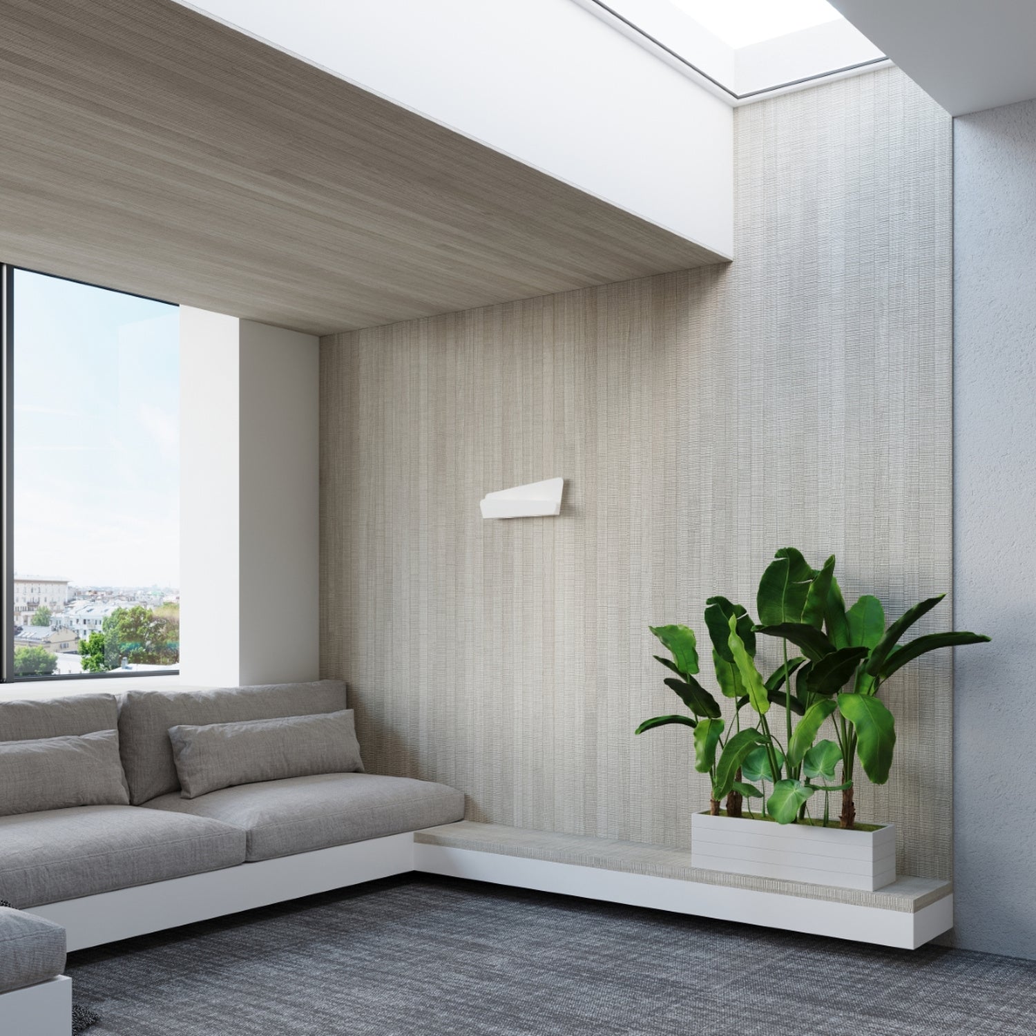 Applique Bascia acier blanc au-dessus d'un lit