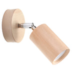 Applique Berg en bois naturel, spot cylindrique orientable, vue de face