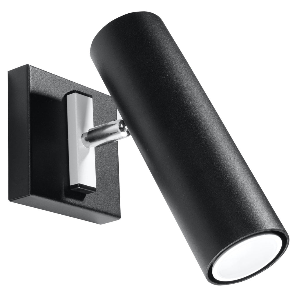 Applique Direzione, un spot tube orientable en acier noir