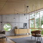 Lampes Edison à câble textile en situation dans un intérieur contemporain