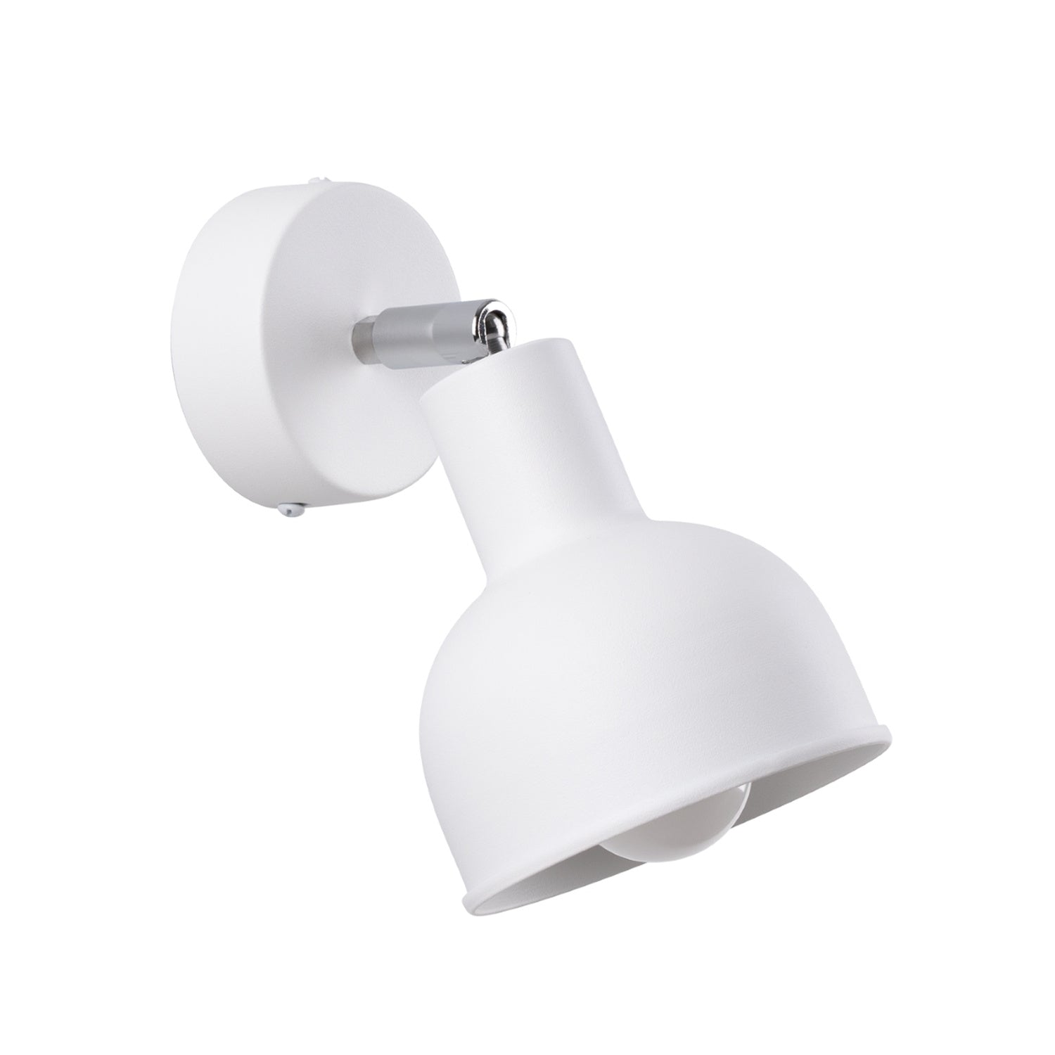 Applique Elba métal blanc E27, abat-jour cloche en acier blanc orientable sur rotule chromée, ampoule E27