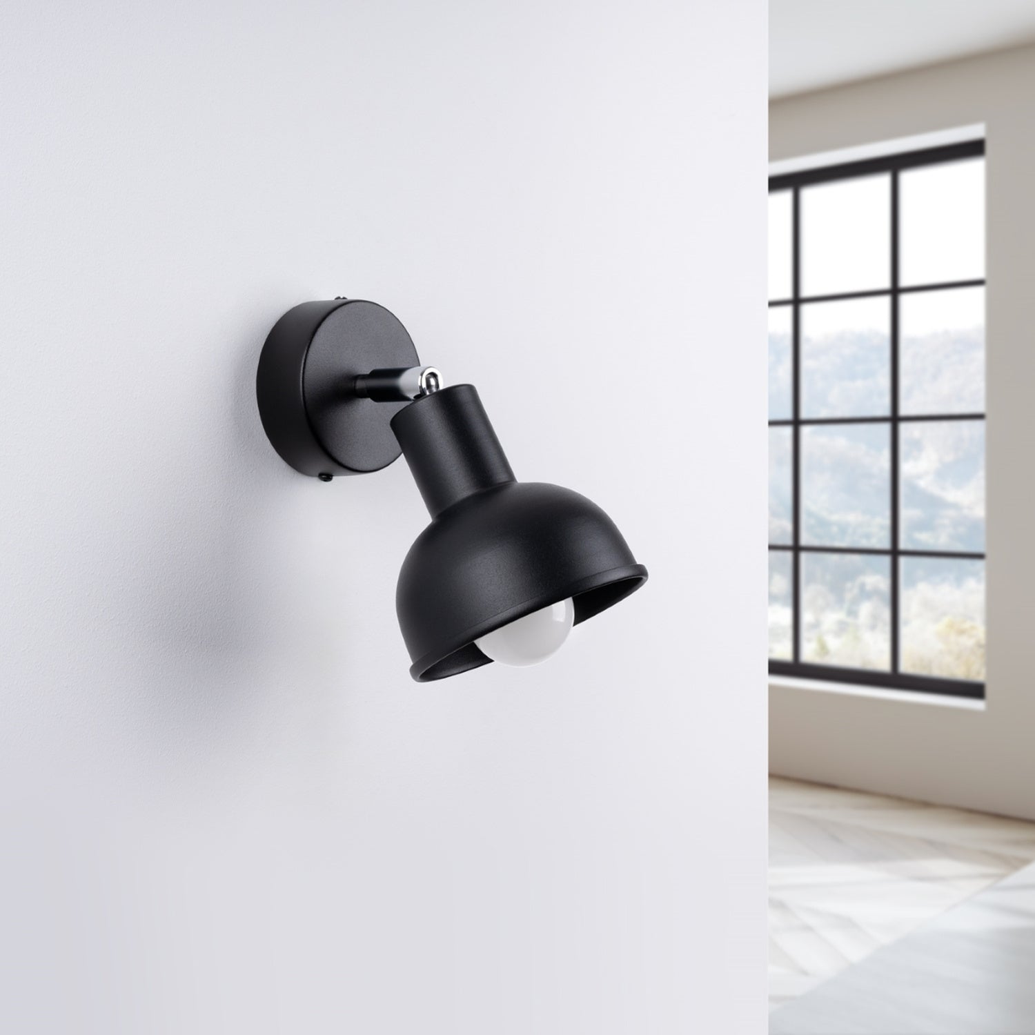Applique Elba métal noir E27 de profil