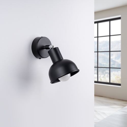 Applique Elba métal noir E27 de profil