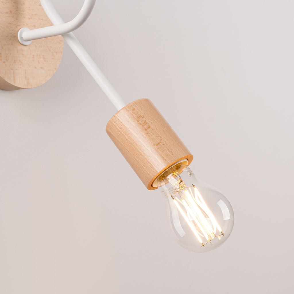 Applique Ember bois et métal blanche E27, détail de la structure