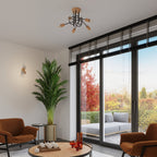 Applique Ember bois et métal noire E27, ambiance chaleureuse