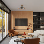 Applique Ember bois et métal noire E27 en ambiance