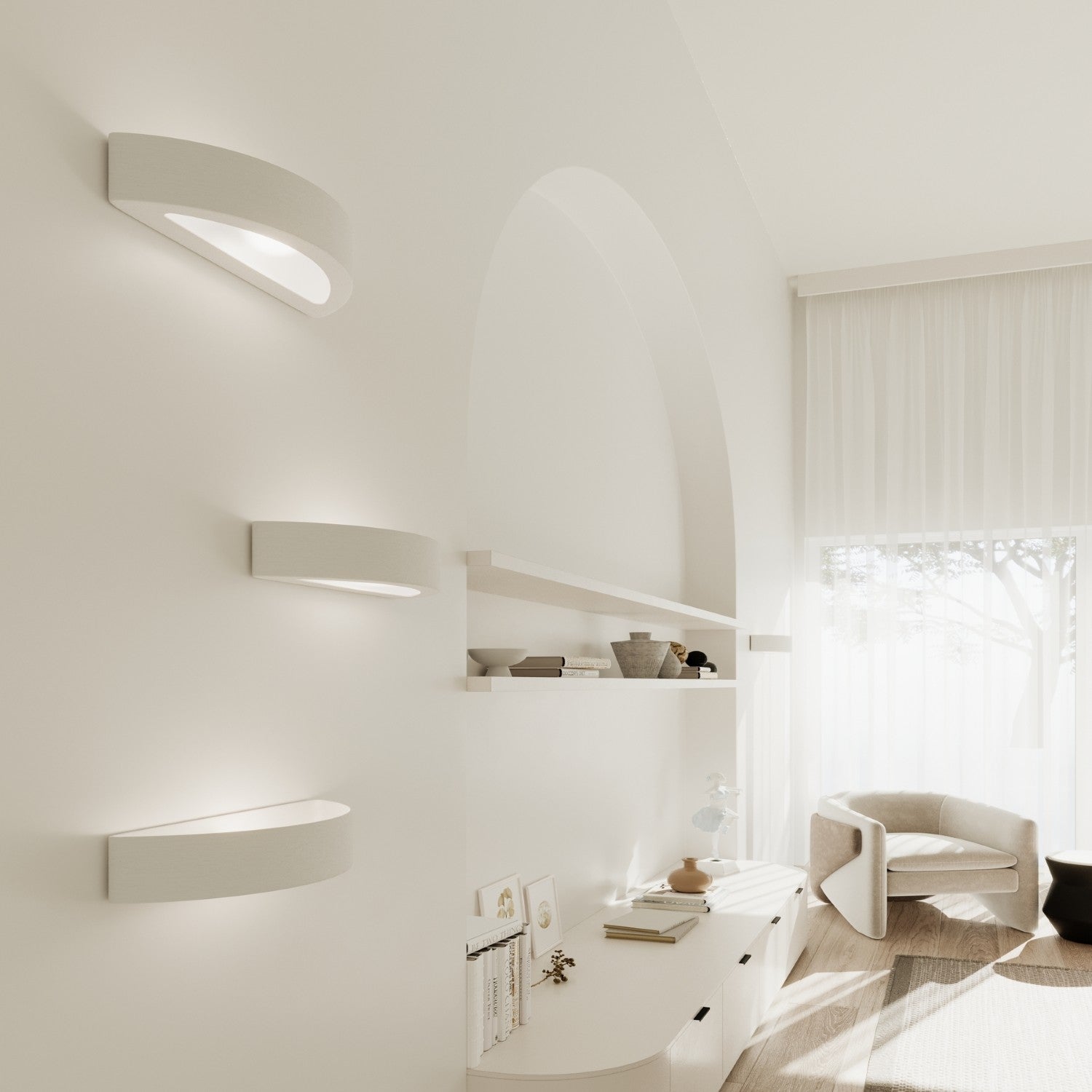 Applique Atena 30 céramique blanche E27 en situation dans un intérieur