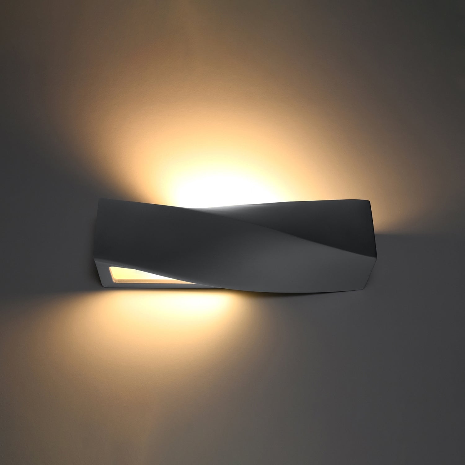 Applique Sigma en céramique grise allumée, lumière vers le haut et vers le bas