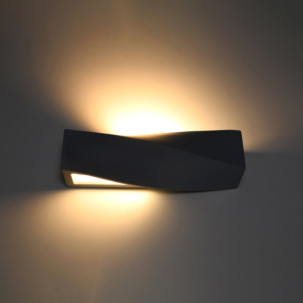 Applique Sigma en céramique noire allumée, lumière vers le haut et vers le bas