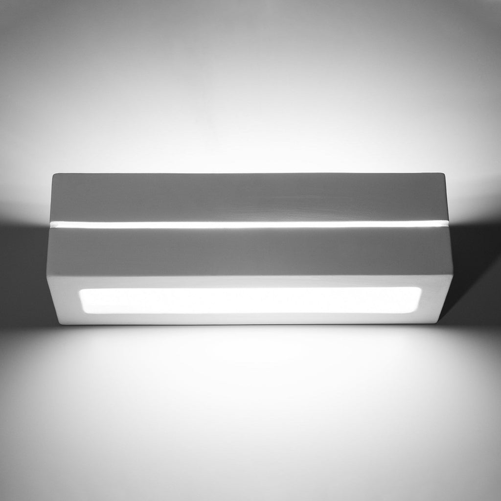 Applique en céramique Vega Line blanche allumée, lumière haut et bas