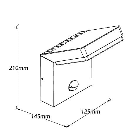 Dimensions Aplique de exterior Fiss con detector negro