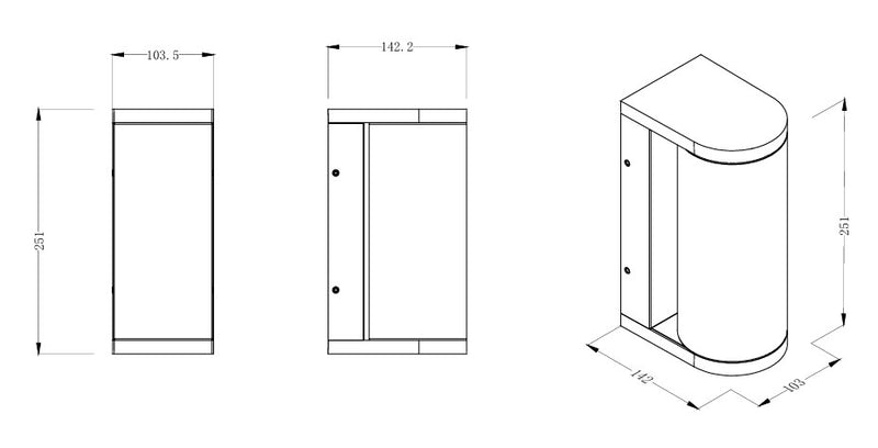 Dimensions Applique extérieure Gardenia anthracite