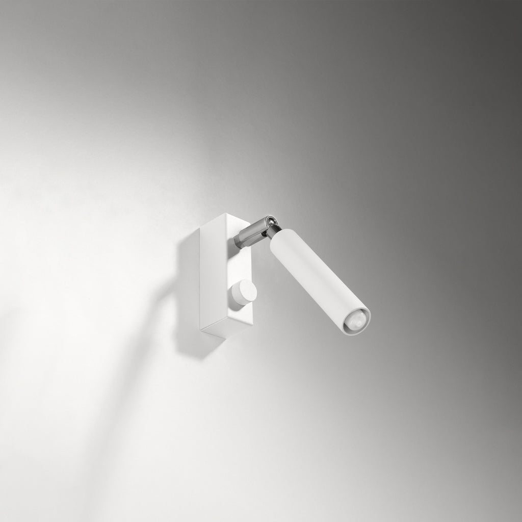 Applique Eyetech blanc, détail de la rotule chromée et du tube
