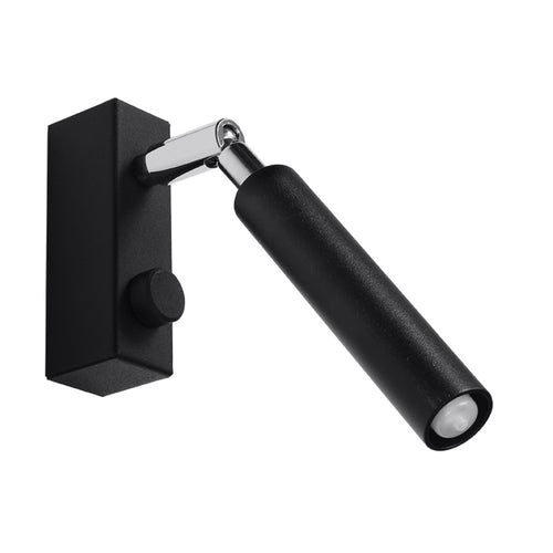 Applique Eyetech noir, spot orienté sur rotule chromée