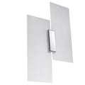 Applique Fabiano, panneaux de verre blanc décalés et acier chromé