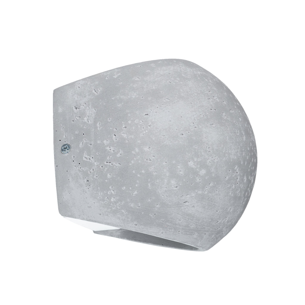 Applique Globe béton G9, demi-sphère en béton brut gris fixée au mur