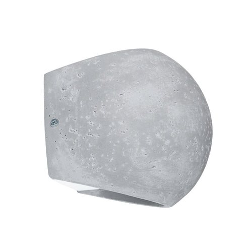Applique Globe béton G9, demi-sphère en béton brut gris fixée au mur