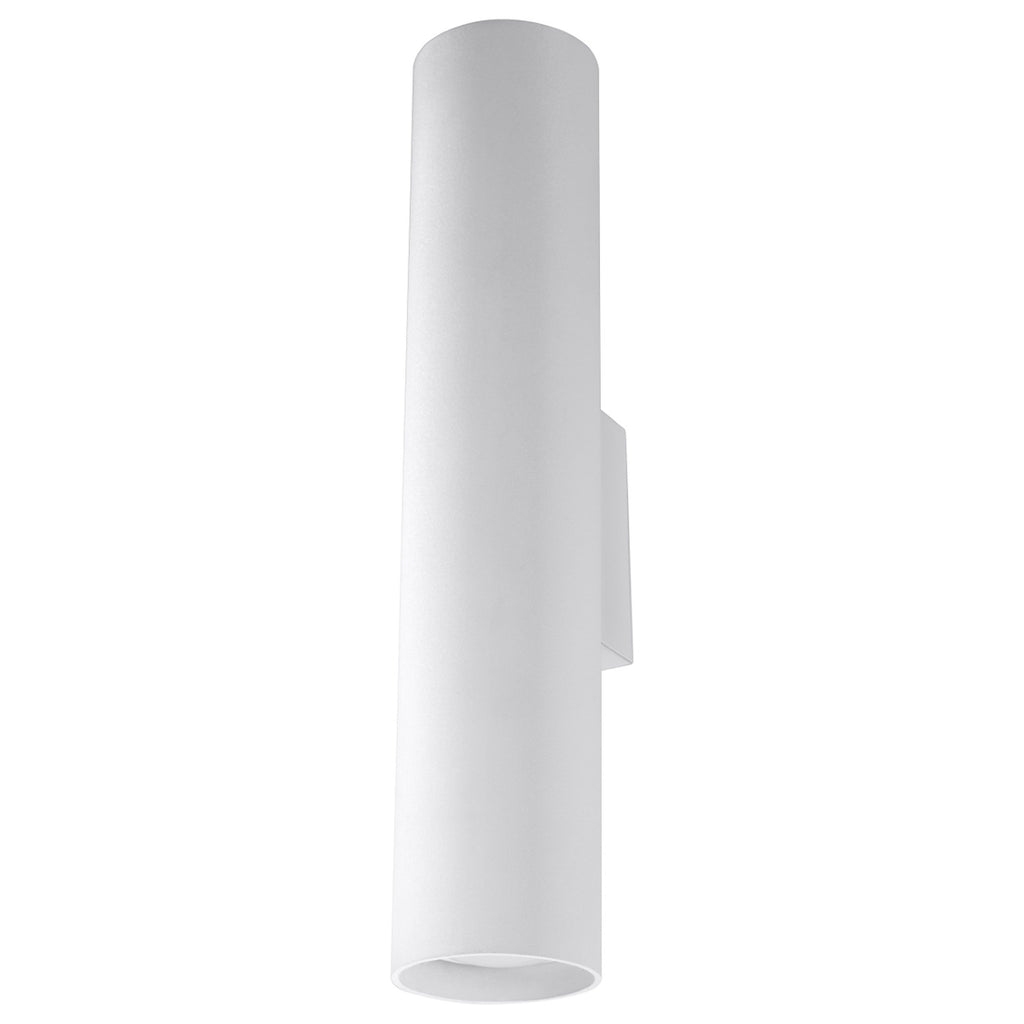 Applique Lagos tube en métal blanc, fixation murale centrale