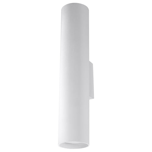 Applique Lagos tube en métal blanc, fixation murale centrale