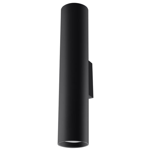 Applique Lagos tube en métal noir, fixation murale centrale