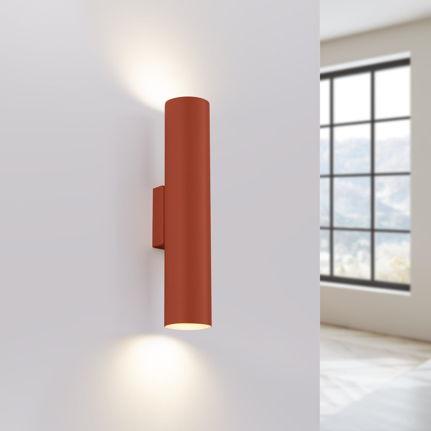 Applique Lagos métal rouge ocre GU10 allumé