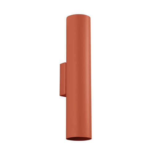 Applique Lagos métal rouge ocre GU10, tube cylindrique en acier laqué