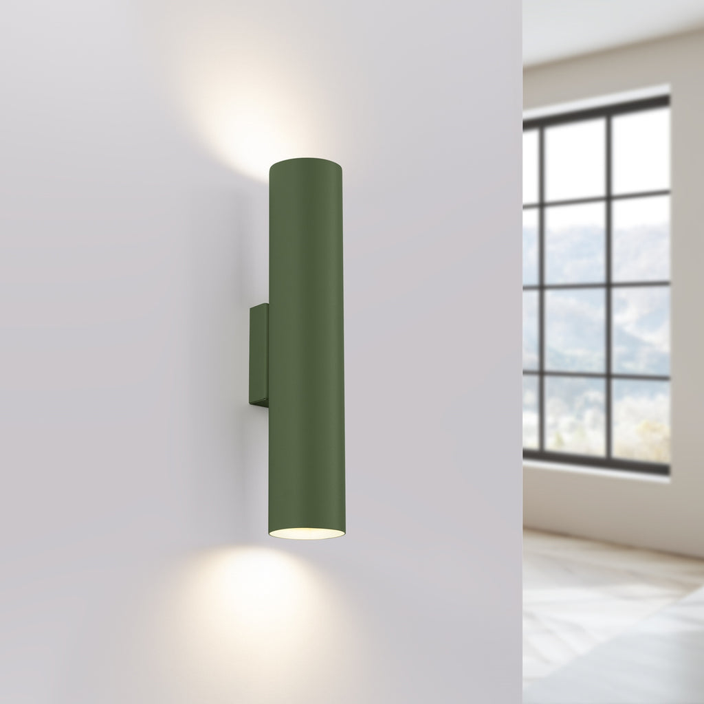Applique Lagos métal vert olive GU10 allumé