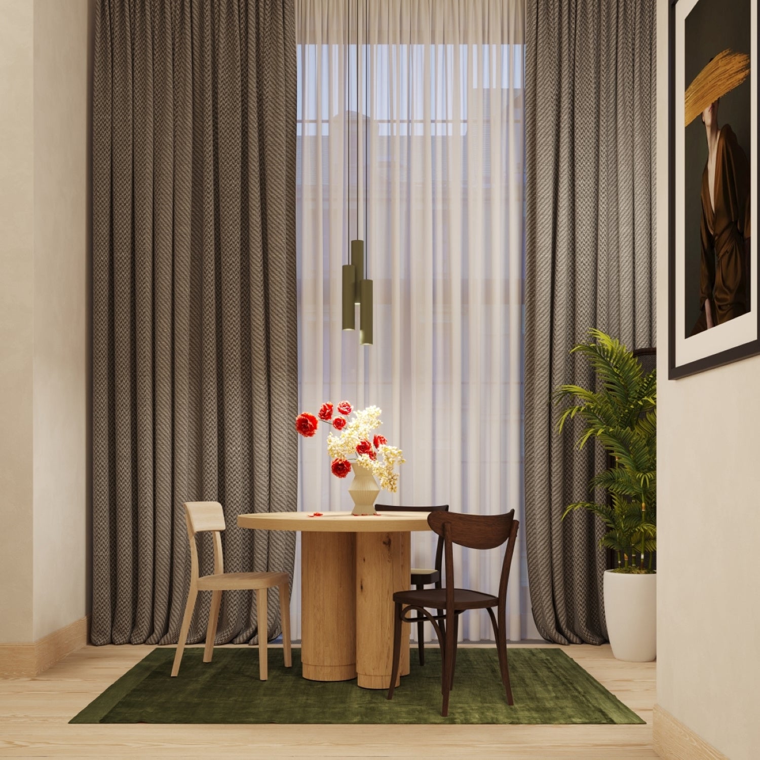 Applique Lagos métal vert olive GU10 en ambiance