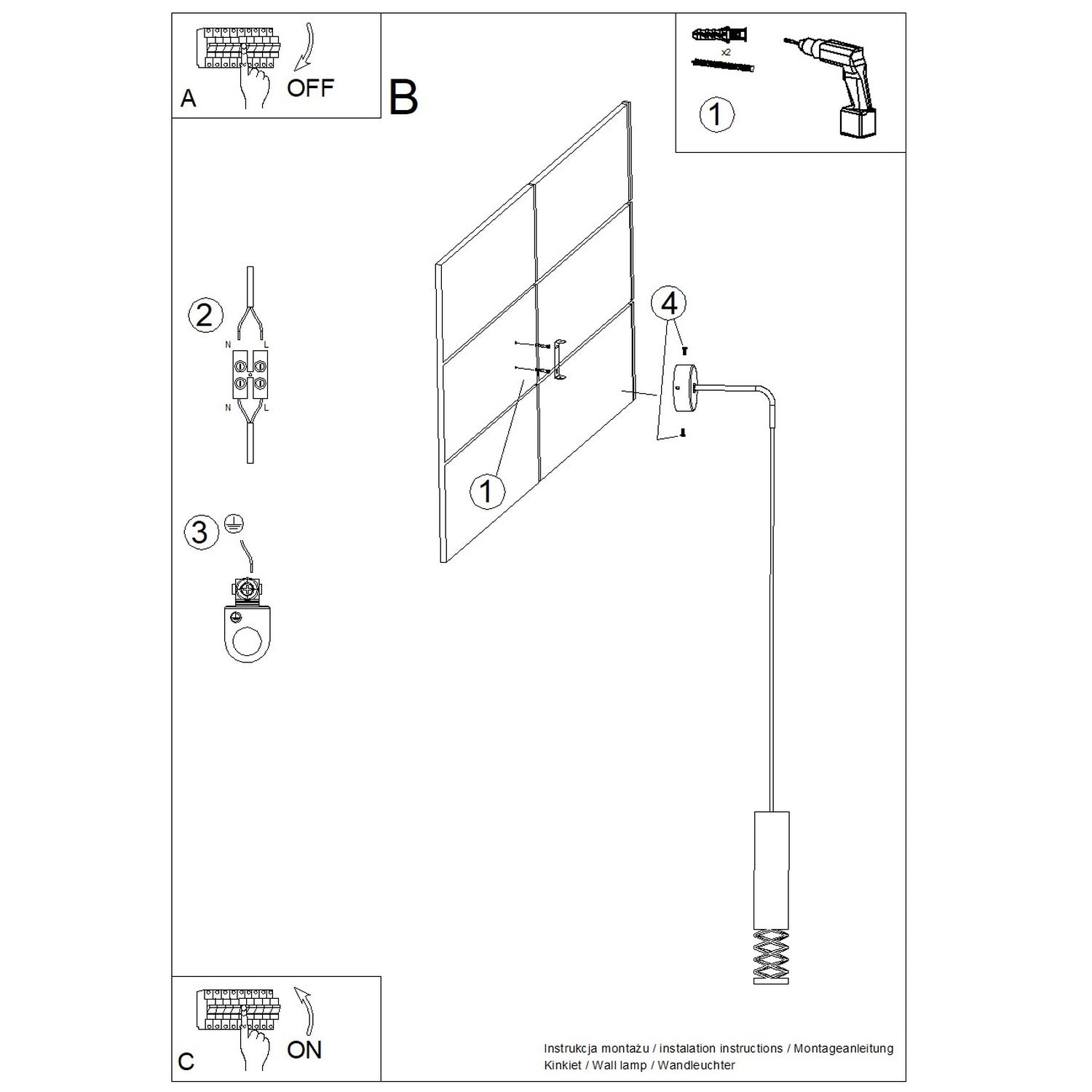 Notice de montage : Applique Lami tube ajouré acier blanc GU10